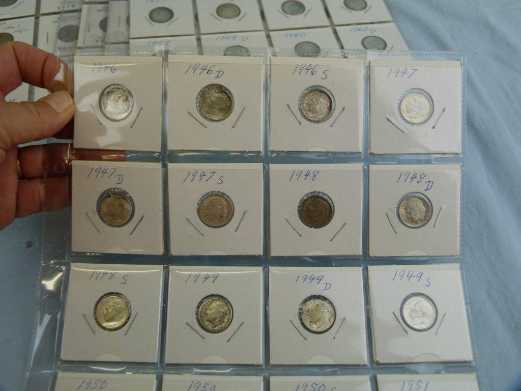 US Roosevelt Dimes: 1946-1999, 162 coins total