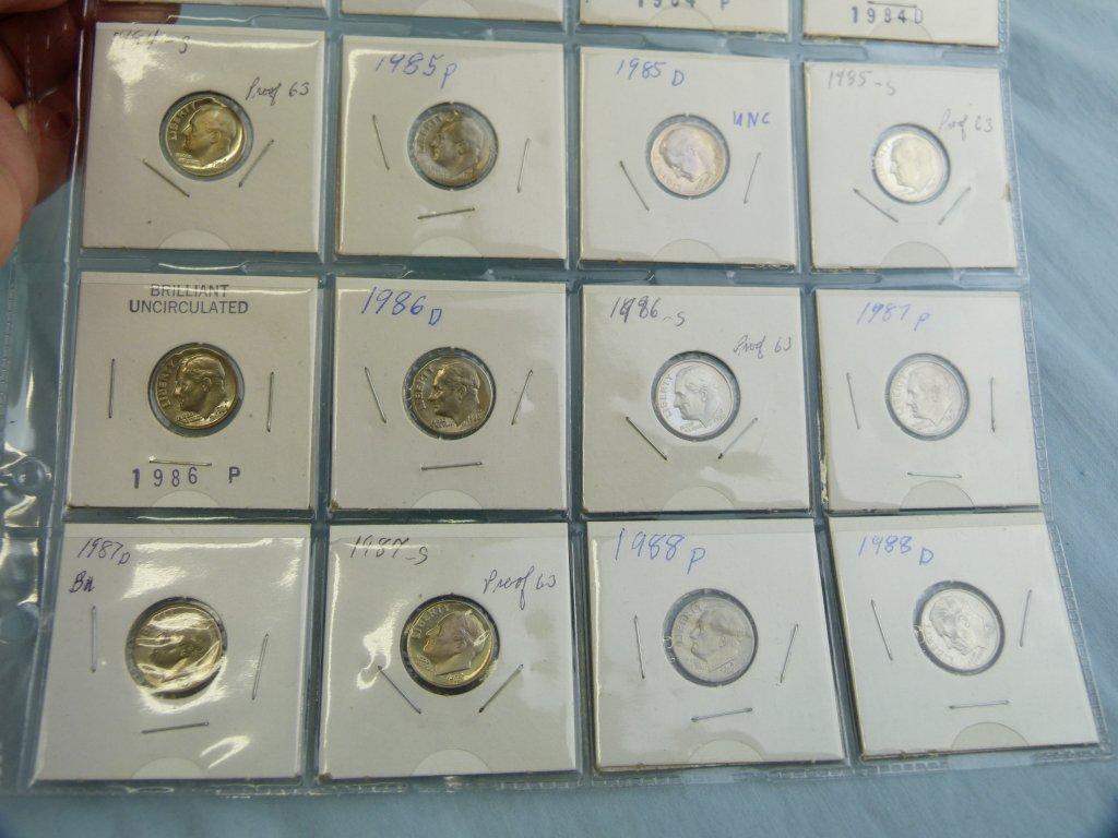 US Roosevelt Dimes: 1946-1999, 162 coins total