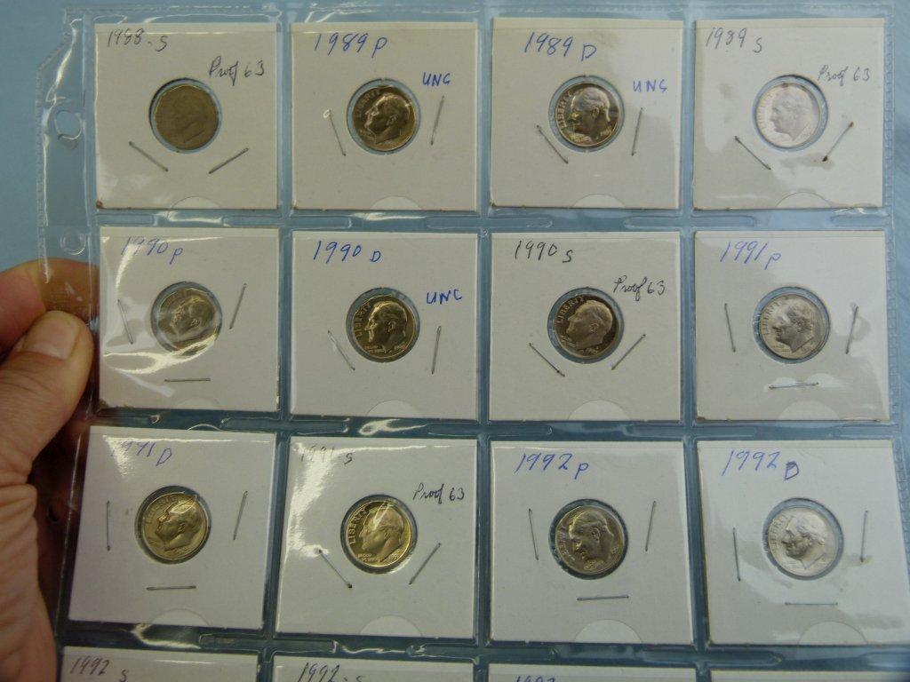 US Roosevelt Dimes: 1946-1999, 162 coins total