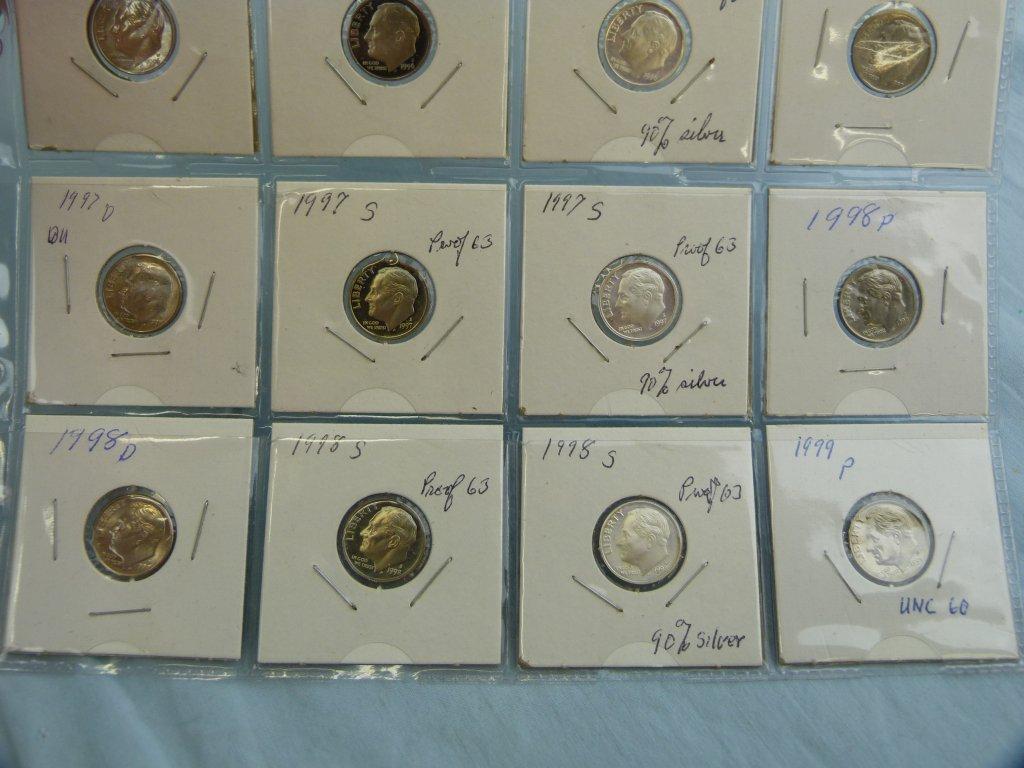 US Roosevelt Dimes: 1946-1999, 162 coins total