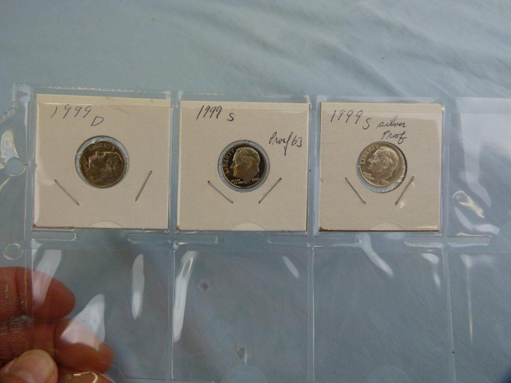 US Roosevelt Dimes: 1946-1999, 162 coins total