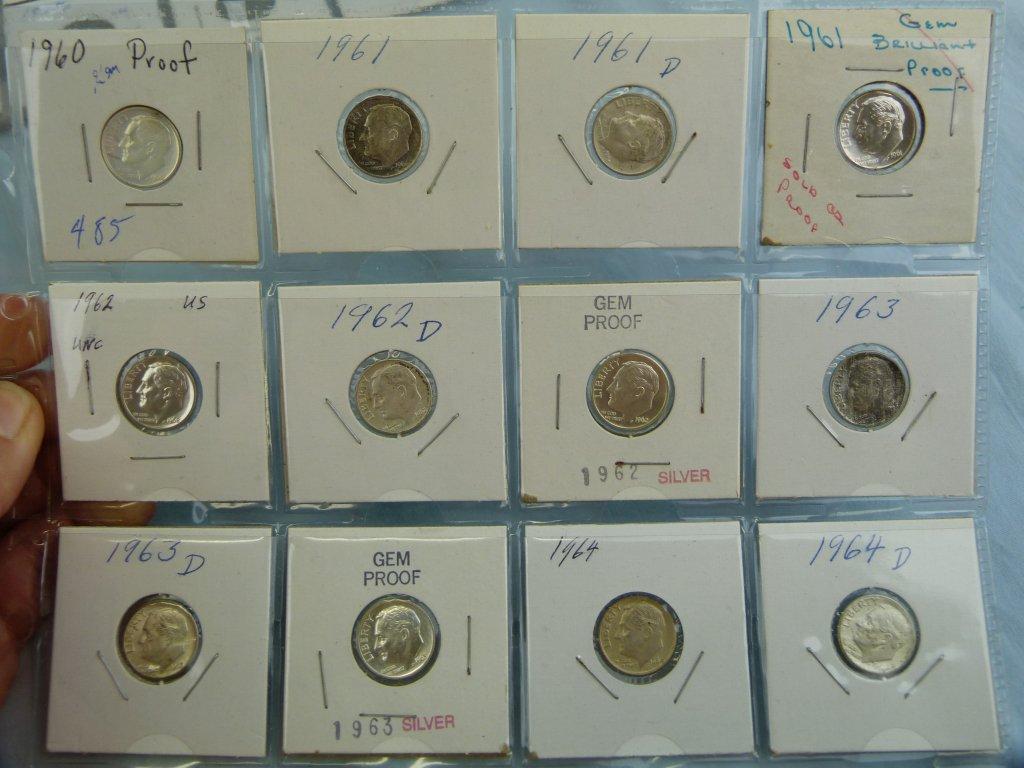 US Roosevelt Dimes: 1946-1999, 162 coins total