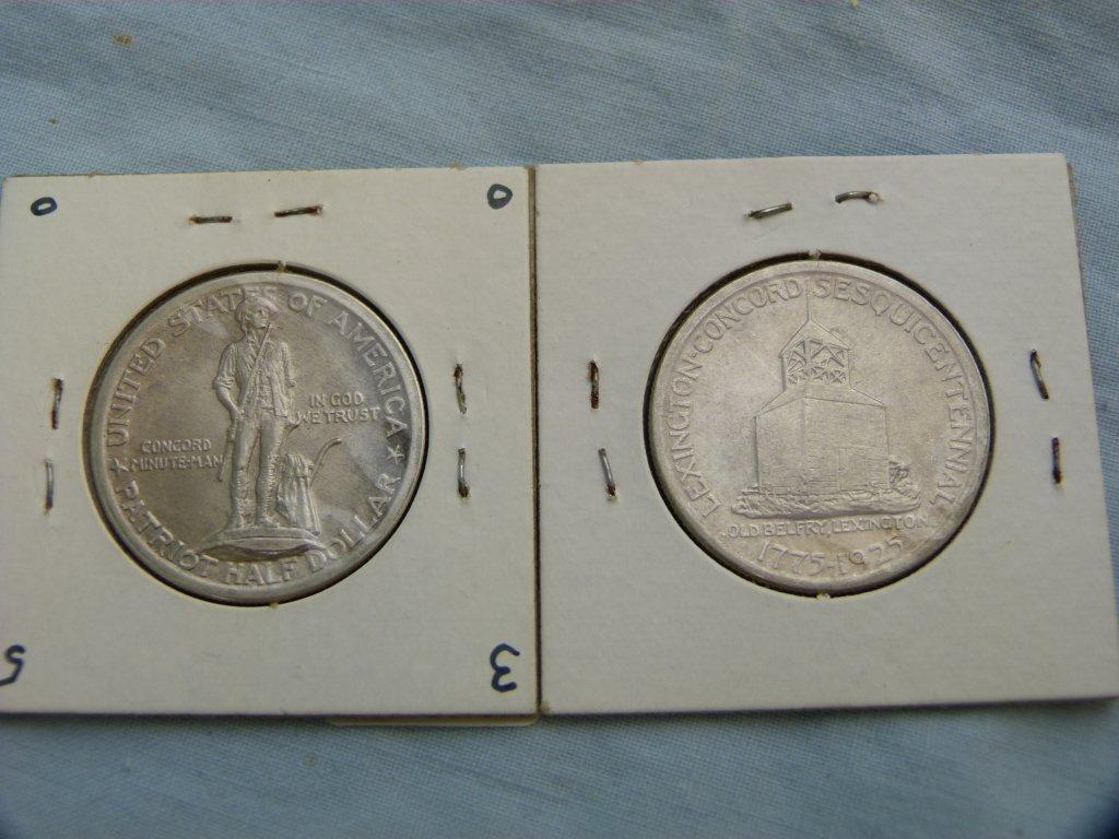 (2) 1925 Lexington-Concord US Comm. Half Dollars, AU & XF