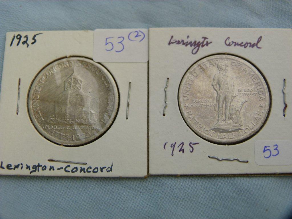 (2) 1925 Lexington-Concord US Comm. Half Dollars, AU & XF