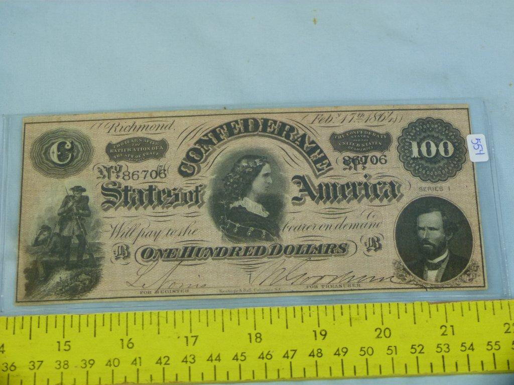 Confederate Currency, $100, Feb. 17, 1864, T-65, CR-493