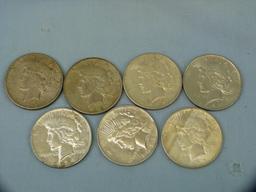 7 Peace Dollars, 1922, (2) 1923, 1924, & (3) 1925, 7x$