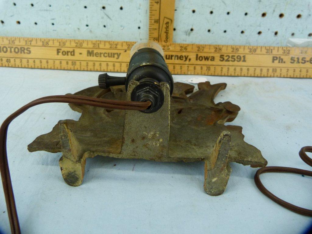 Cast iron TV lamp, sailing ship, 7-1/2" T, works