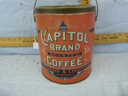 5-lb. Capitol Brand Coffee tin with wire bail