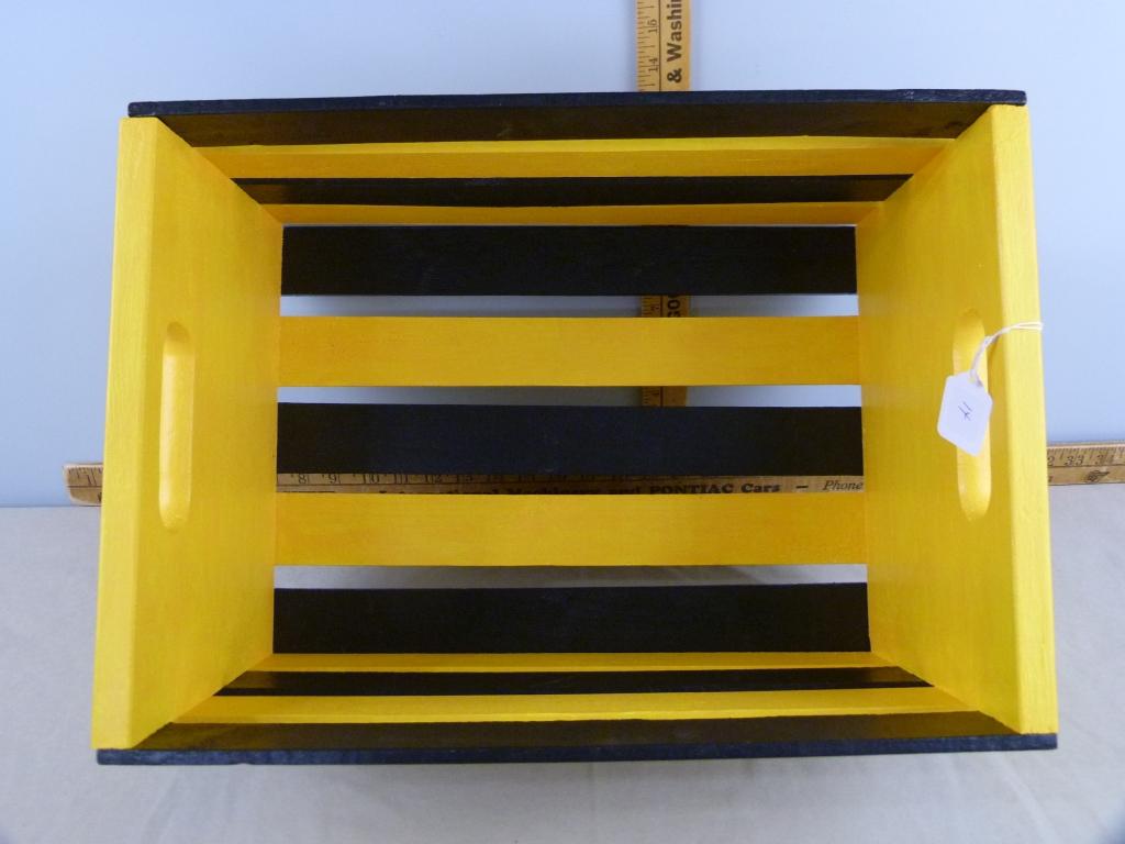 Black & Gold wooden crate with decals made by Jim Thompson