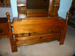 4 piece bedroom set - queen headboard, chest with mirror, highboy, and nightstand