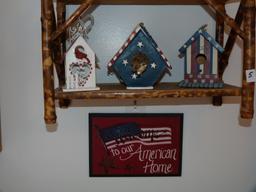 11 R-W-B patriotic wall decorations and small shelf