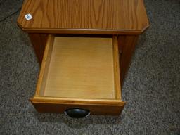 one drawer end table - 24" T, 24" L, 17" W