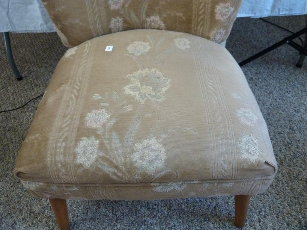Upholstered side chair with wood legs - 30-1/4" T, 23-1/2" across seat