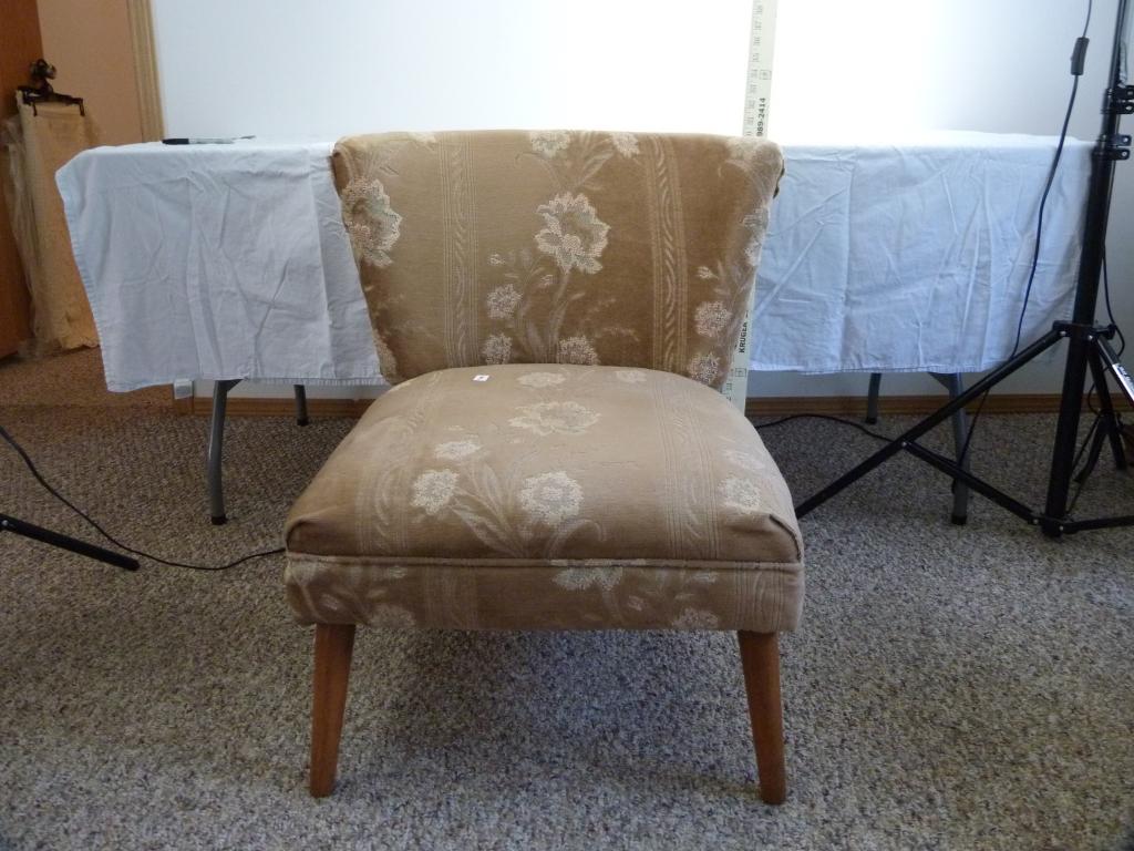 Upholstered side chair with wood legs - 30-1/4" T, 23-1/2" across seat