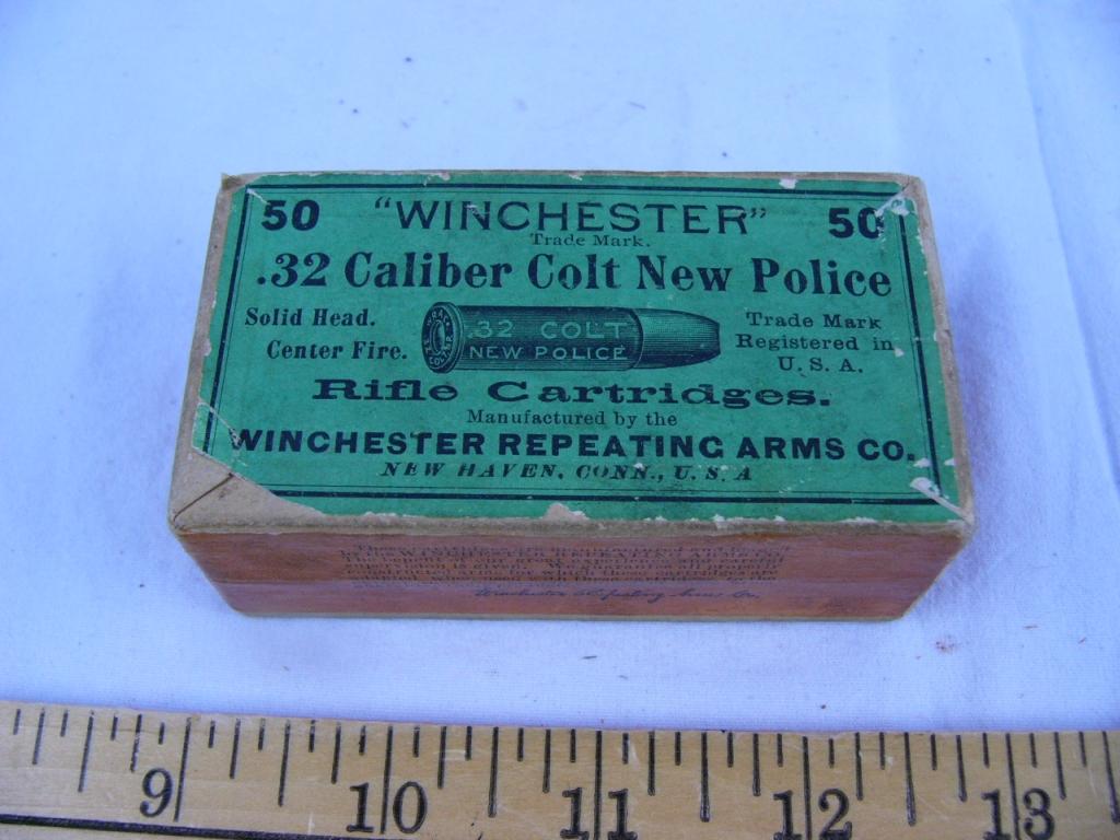 Ammo: 1 box Winchester .32 Colt New Police, 50 rds, sealed box