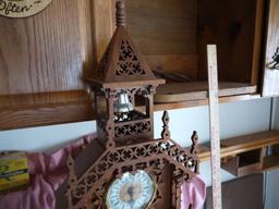 Beautifully scrolled mantle clock: 39" T x 17-5/8" W x 10" D hand made by Russ Aldinger