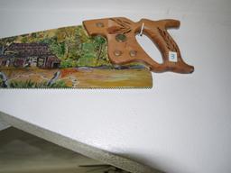 Hand saw with John Deere farm scene - 29" long