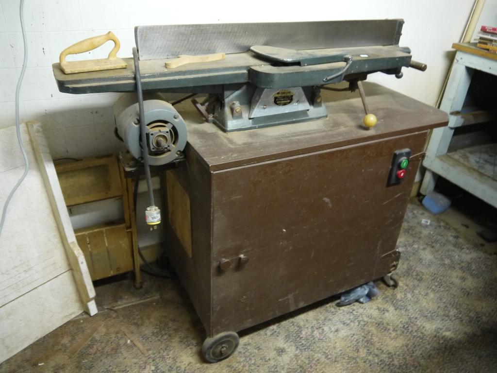 Powercraft by Montgomery Ward heavy duty planer - 7" deck on rolling cabinet