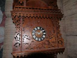 Beautifully scrolled wall clock: pendulum with turquoise pendant - approx. 48" T & 16" W x 7" D