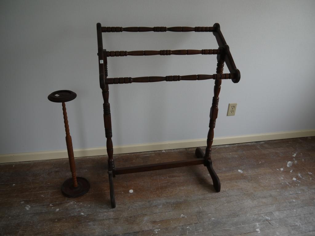 Walnut plant stand - 27-1/2" T and quilt rack 29" W x 42" T