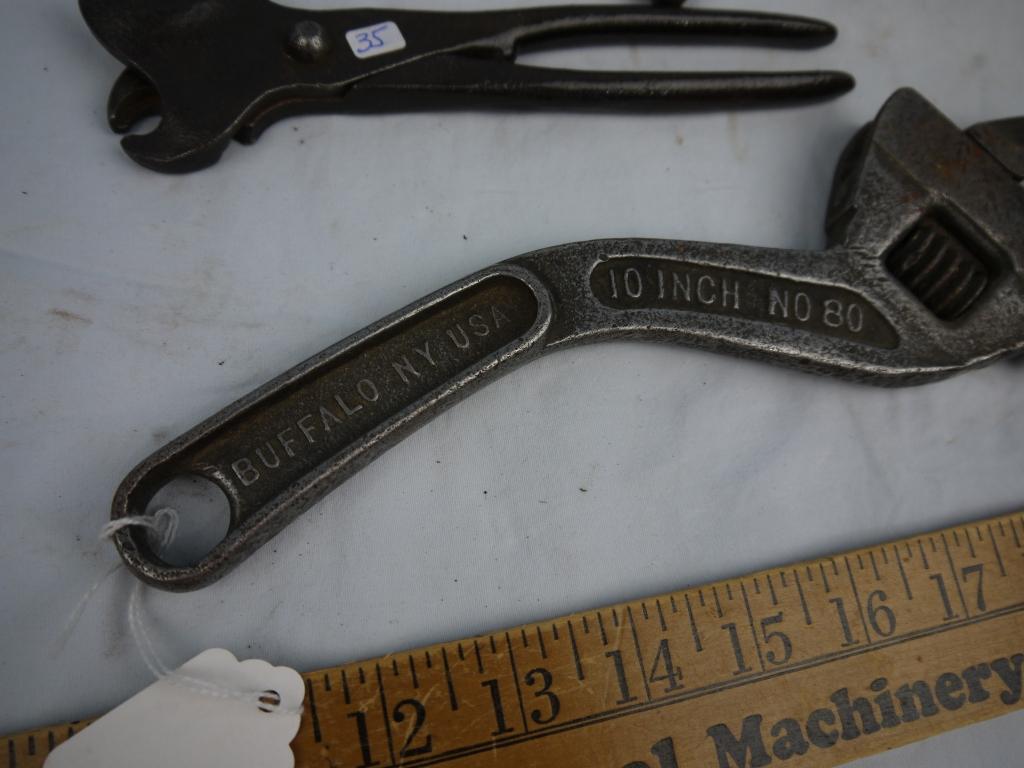 (3) tools: Fordson 10 inch No. 80, fencing pliers, spring loaded cutter