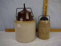 (2) crock canning jars with bails - Weir pint size & unmarked half-gallon size