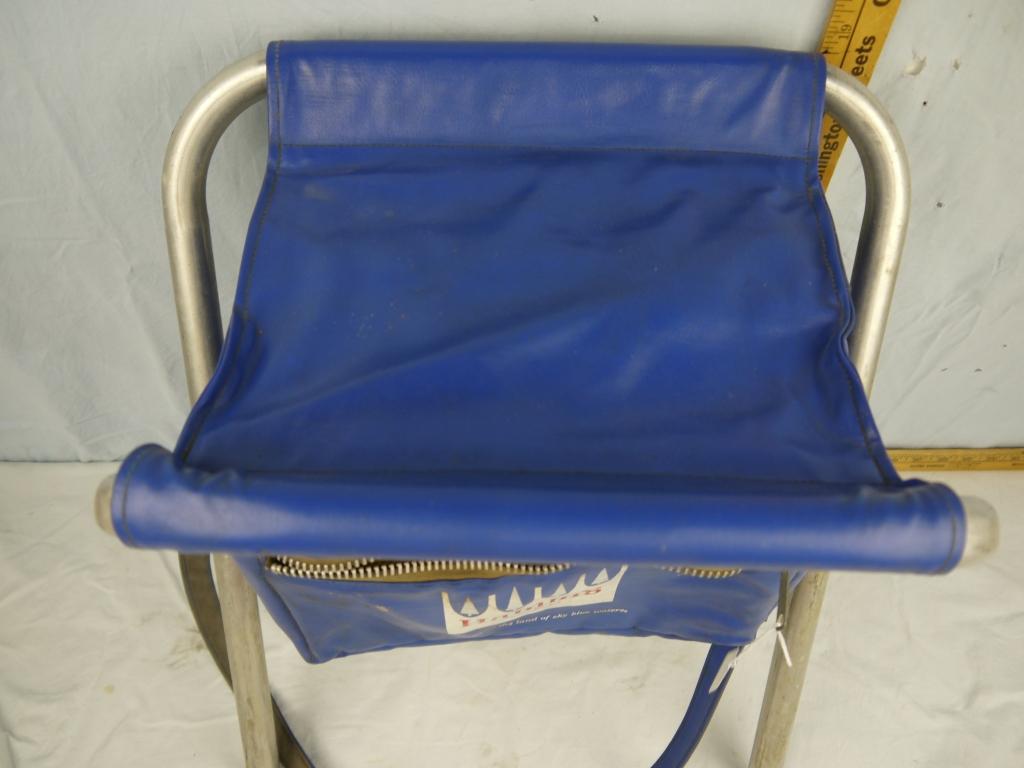 Hamm's Beer folding stool/cooler with strap