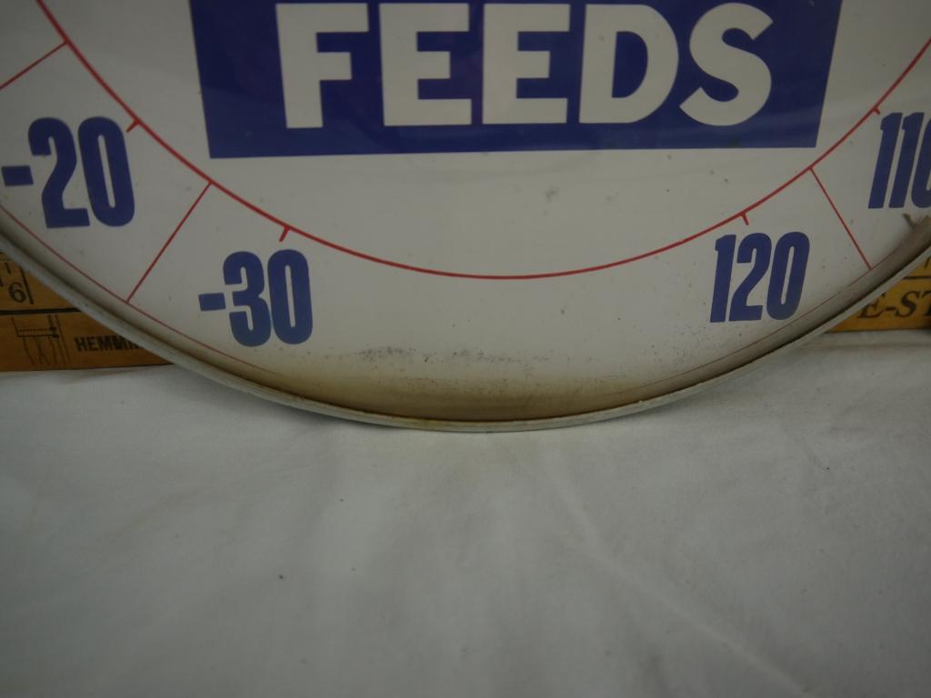 Gooch's Best Feeds advertising thermometer, 12" diameter.