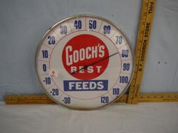 Gooch's Best Feeds advertising thermometer, 12" diameter.
