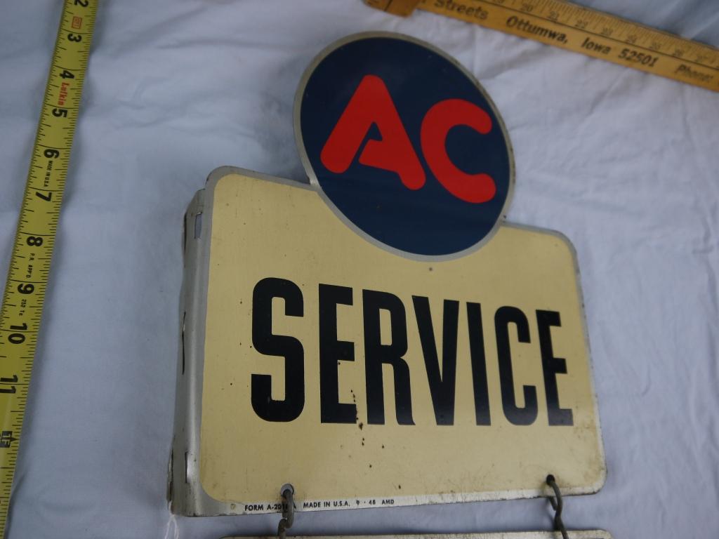 AC Service flange sign - 18" long x 10-1/2" wide, edges show some wear & a few scratches