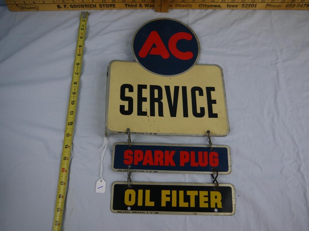 AC Service flange sign - 18" long x 10-1/2" wide, edges show some wear & a few scratches