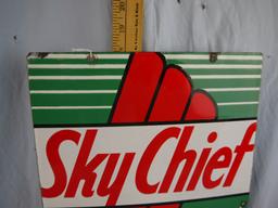 Enamel Sky Chief Texaco Gasoline sign - 18" tall x 12" wide