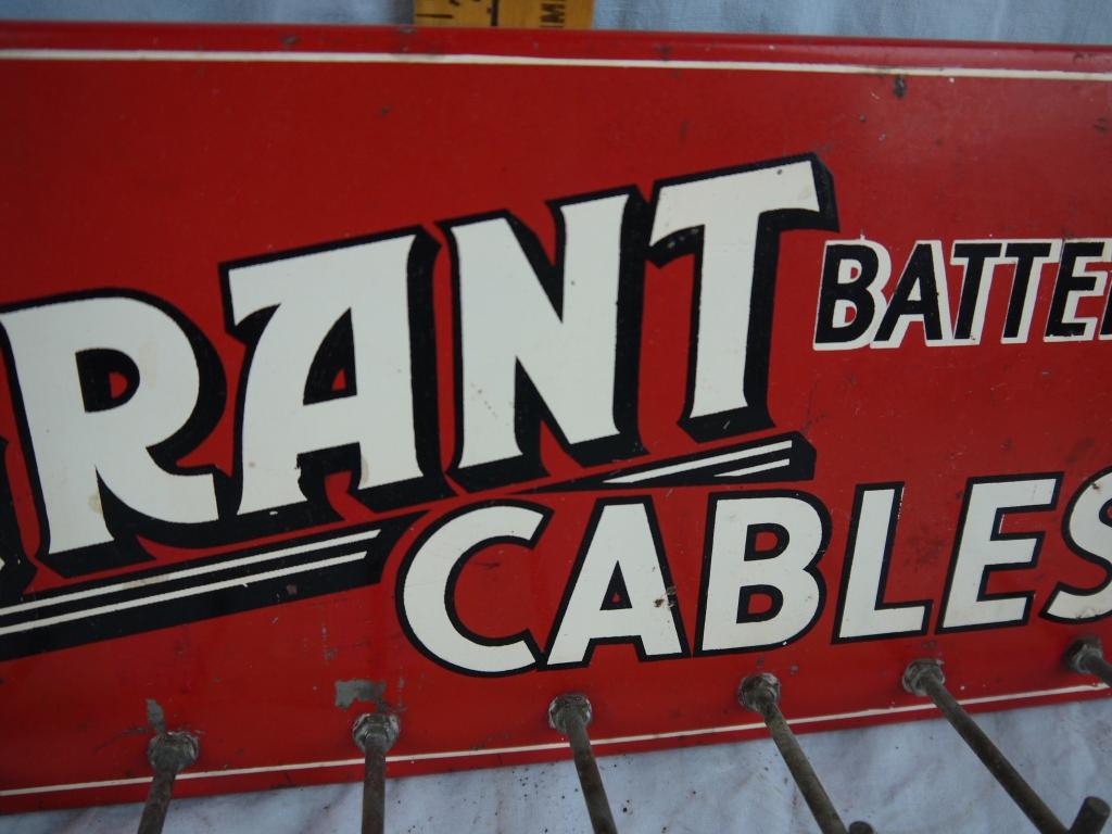 Grant Battery Cables metal sign, 14-1/4" wide x 7" tall, 7 hooks