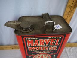 Marvel Mystery Oil one gallon empty can with pour spout