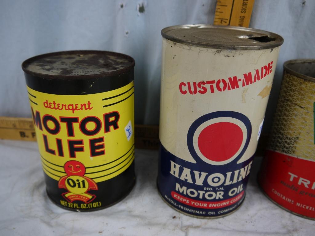 (4) empty quart oil cans