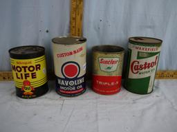 (4) empty quart oil cans