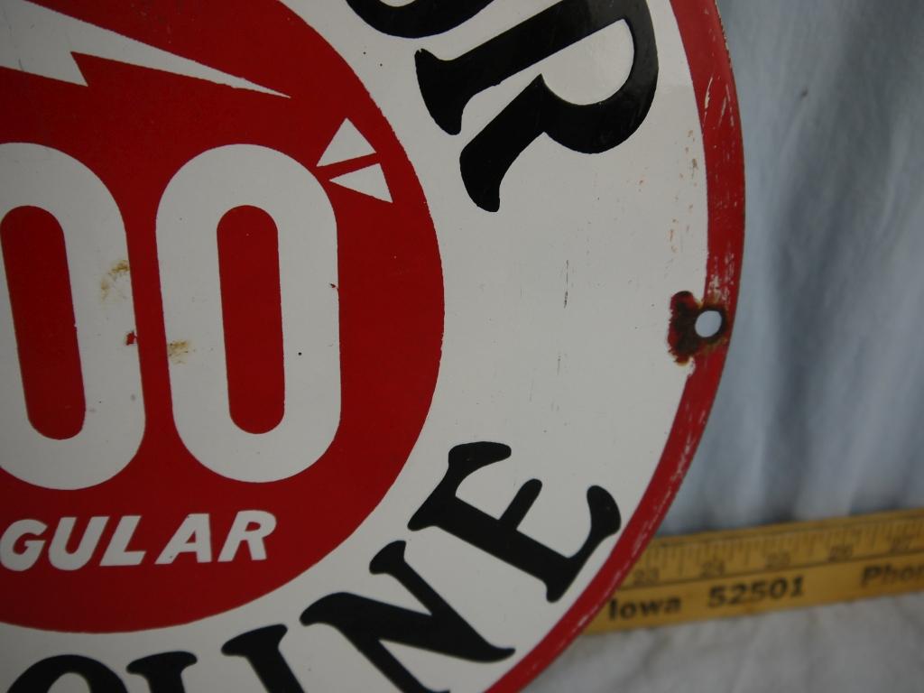 Enamel Superior Gasoline "400 Regular" 12" diameter sign