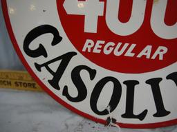 Enamel Superior Gasoline "400 Regular" 12" diameter sign