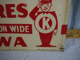 O.K. Rubber Welders metal sign, 14" wide x 9-3/4" tall