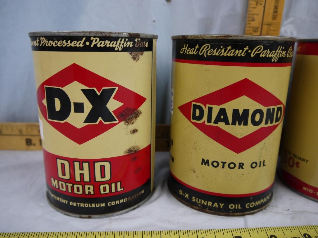 (4) Never Opened D-X quart motor oil cans