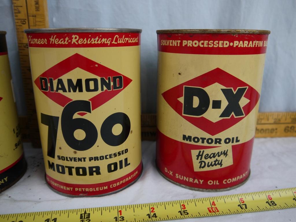 (4) Never Opened D-X quart motor oil cans