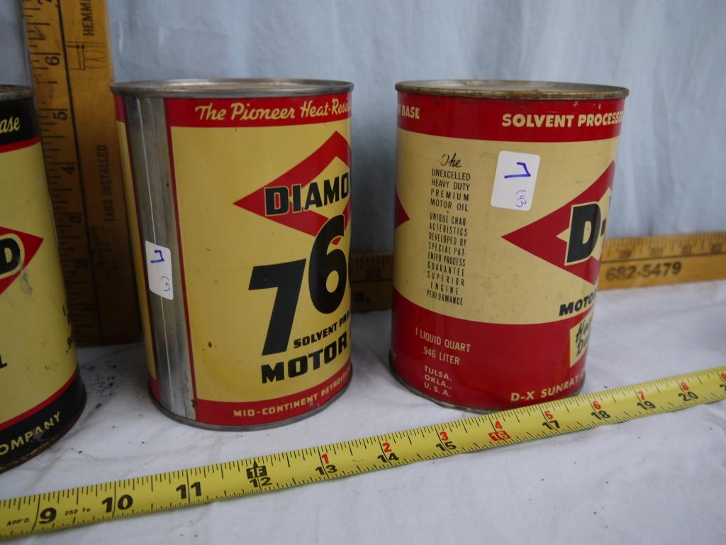 (4) Never Opened D-X quart motor oil cans