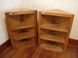 (2) corner book shelves
