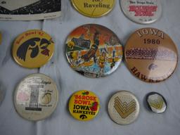 22 Iowa sports items - record, buttons, postcards