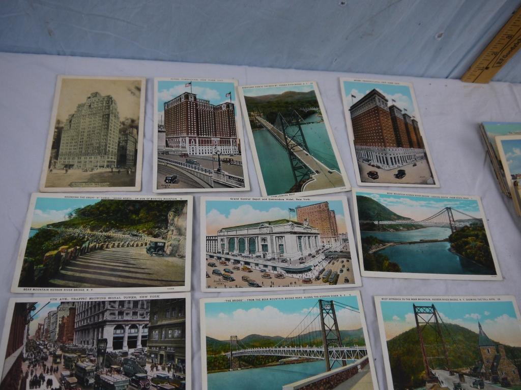 100+ postcards - cars, trains, trolley cars, boats, ship, wagons w/horses, airplanes