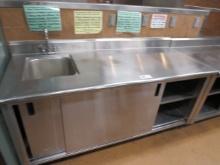 6FT S/STEEL CABINET W/SINK, SLIDING DOORS