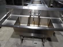 52-INCH 3-COMPARTMENT SINK WITH DRAIN BOARDS