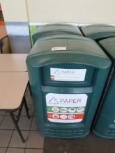 GREEN RUBBERMAID LOCKING TRASH CANS