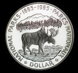 1985 $1 CANADA CASE SILVER DOLLAR COIN (MOOSE)