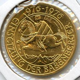 Austria 1976 GOLD 1000 schillings Babenberger BU